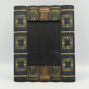 Dark Academia Book Stack Frame 3.5x5 Library Decor Gold Green Study Desk Office